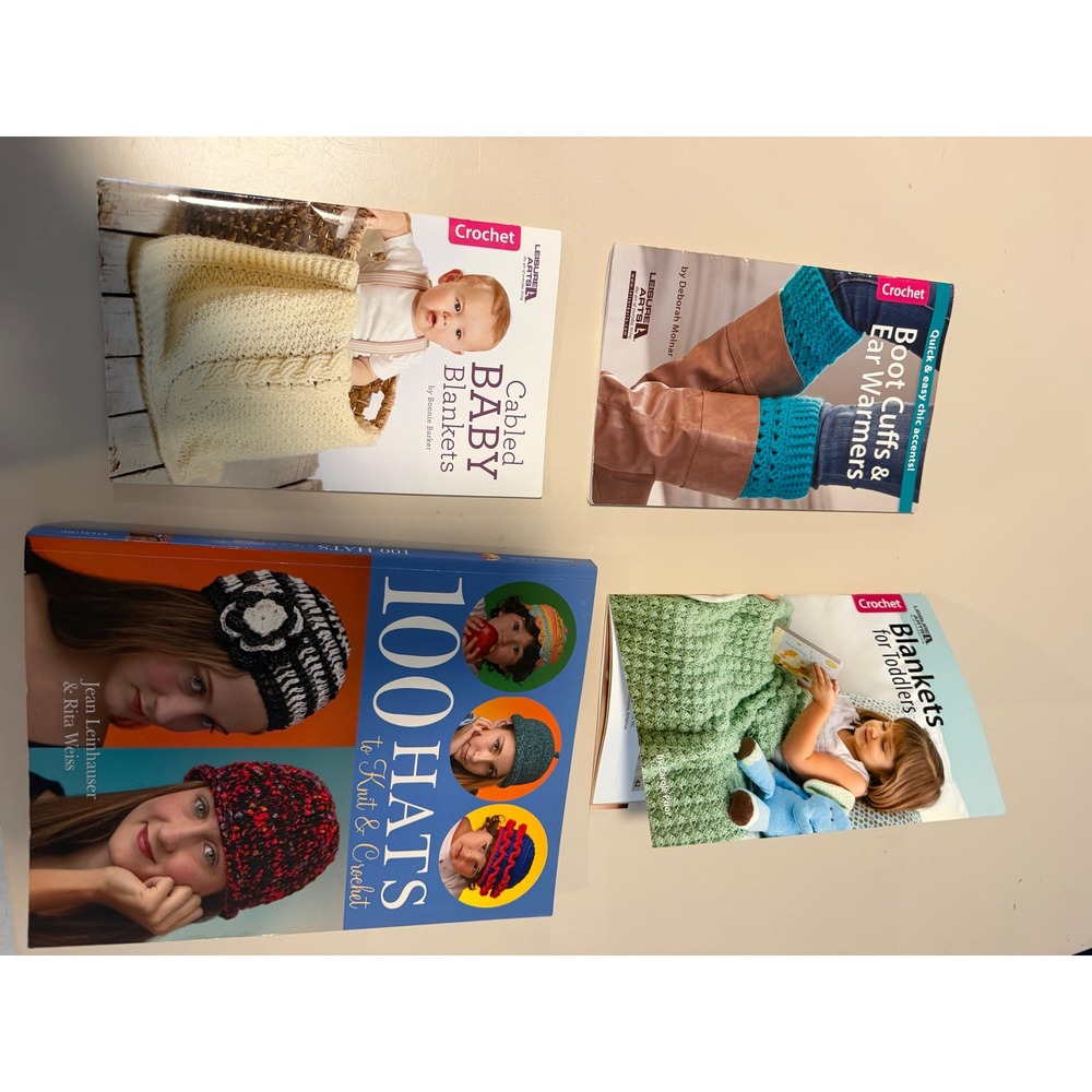 Crochet & Knitting Pattern Book Lot 100 Hats Baby Toddler Blankets Boot Cuffs